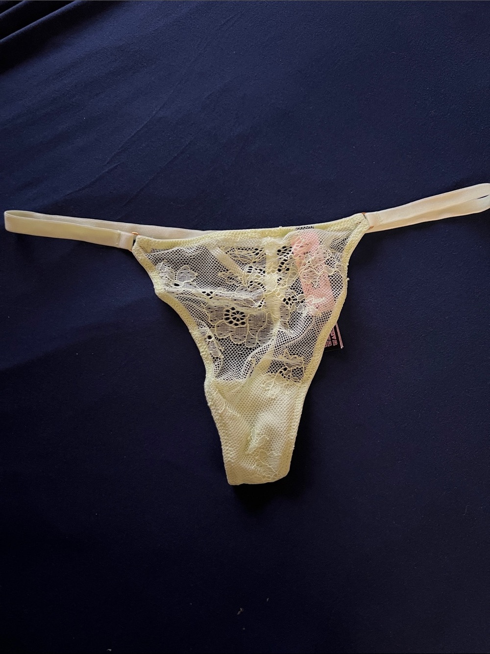 Sheer Floral Lace Thong - light Yellow/green